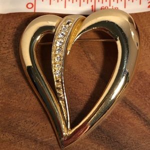 Vintage Anne Klein Golden Heart Brooch
